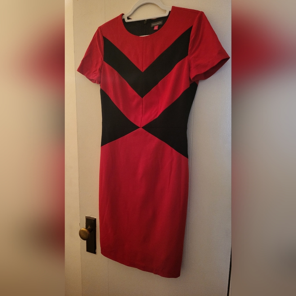 Vince Camuto Colorblock dress size 4 red and black ponte